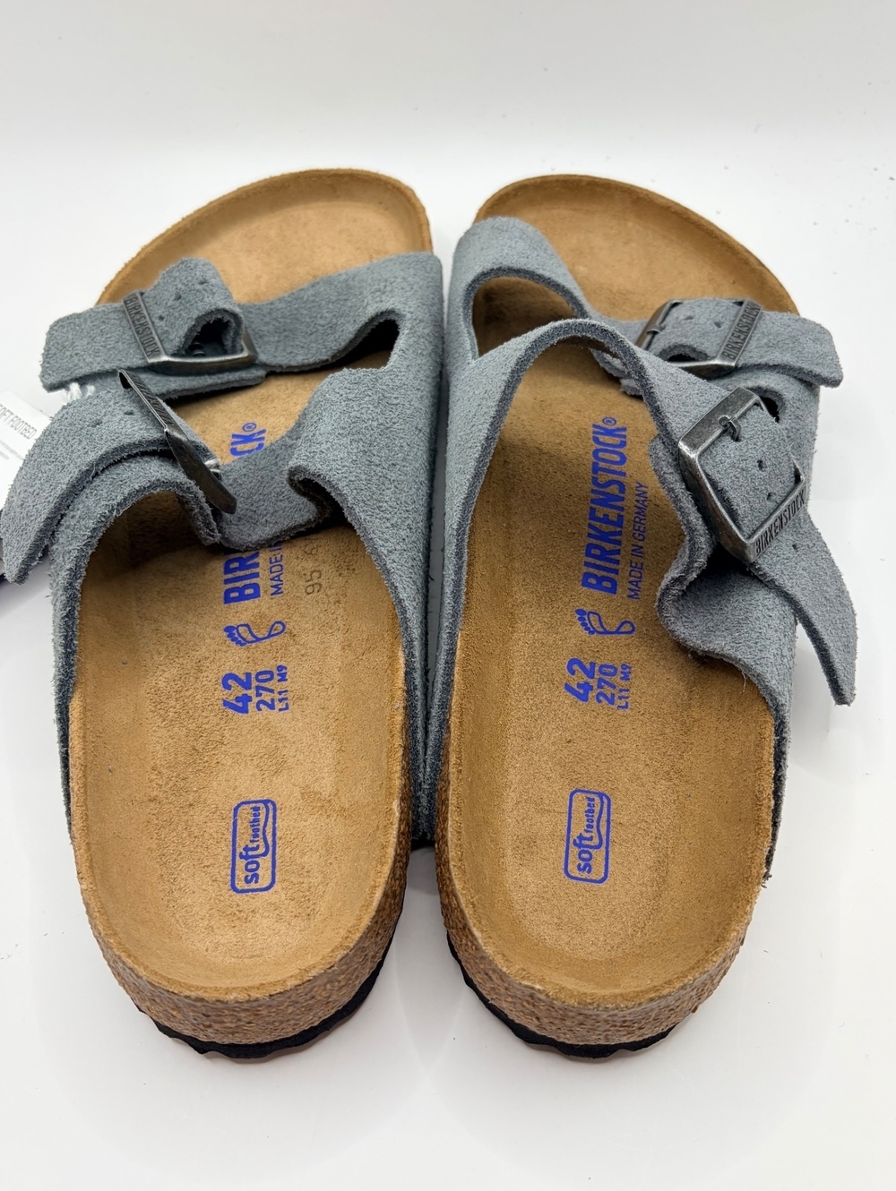 Birkenstock Arizona Soft Footbed Suede Leather Sandals Size 42 Gray - Picture 3 of 7